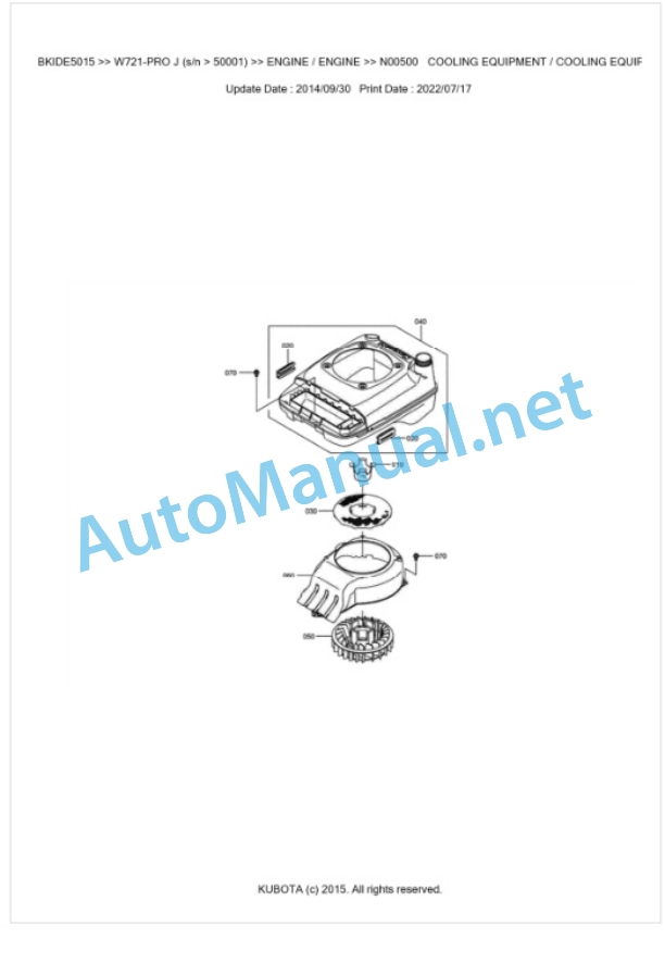 Kubota W721-PRO J Parts Manual PDF BKIDE5015 2 Kubota W721-PRO J Parts Manual PDF BKIDE5015-2