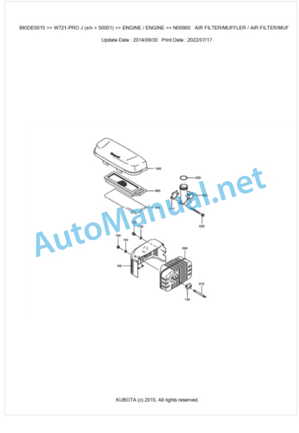 Kubota W721-PRO J Parts Manual PDF BKIDE5015 3 Kubota W721-PRO J Parts Manual PDF BKIDE5015-3