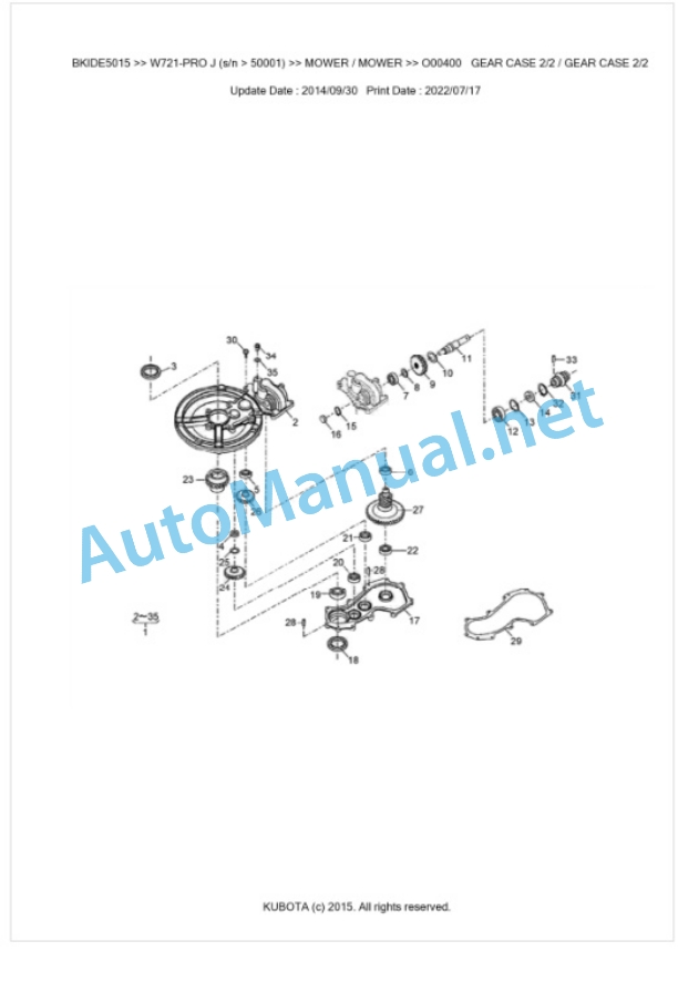 Kubota W721-PRO J Parts Manual PDF BKIDE5015 5 Kubota W721-PRO J Parts Manual PDF BKIDE5015-5