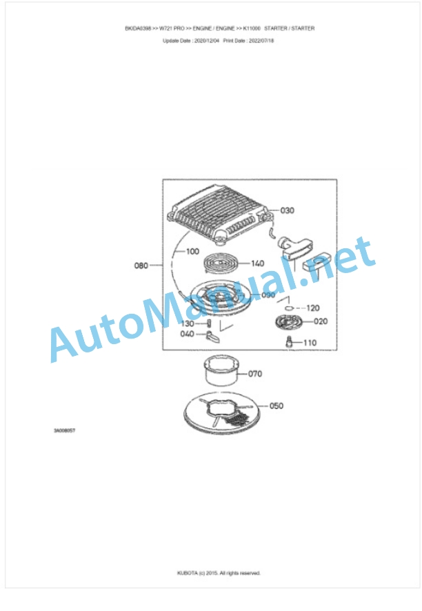 Kubota W721 PRO Parts Manual PDF BKIDA0398 3 Kubota W721 PRO Parts Manual PDF BKIDA0398-3
