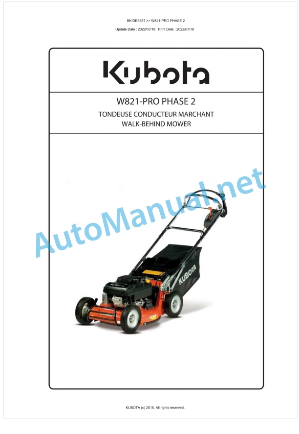 Kubota W821-PRO PHASE 2 Parts Manual PDF BKIDE5357 1 Kubota W821-PRO PHASE 2 Parts Manual PDF BKIDE5357