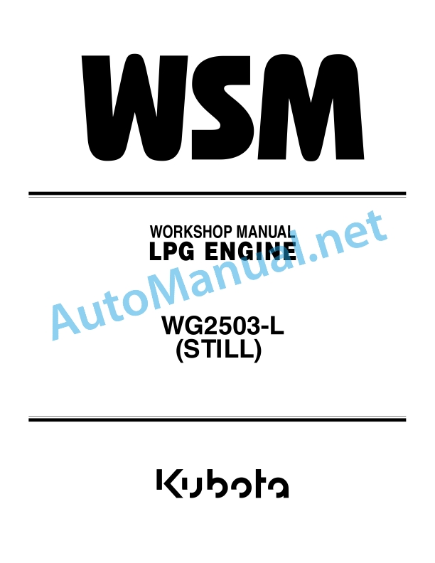 Kubota WG2503-L Still LPG Engine Workshop Manual PDF 1 Kubota WG2503-L Still LPG Engine Workshop Manual PDF