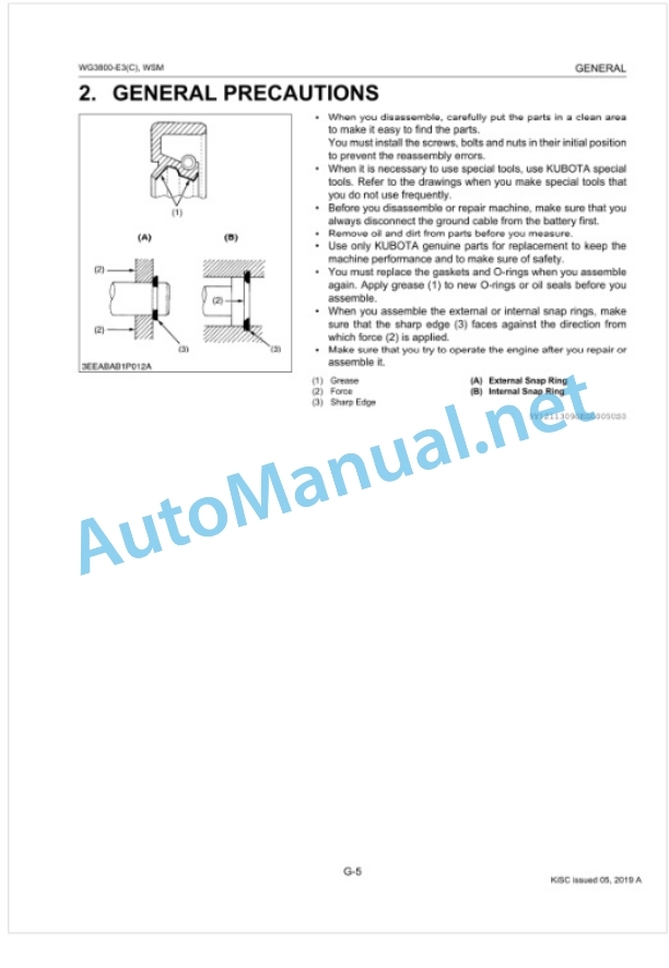 Kubota WG3800-E3, WG3800-E3C Gasoline, LPG, Natural Gas Engine Workshop Manual PDF 2 Kubota WG3800-E3, WG3800-E3C Gasoline, LPG, Natural Gas Engine Workshop Manual PDF-2