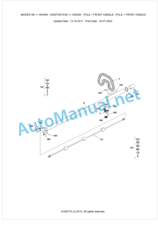 Kubota WH400 Parts Manual PDF BKIDE5148 3 Kubota WH400 Parts Manual PDF BKIDE5148-3