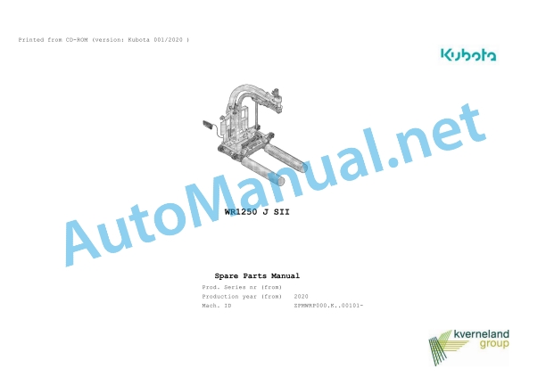 Kubota WR1250 Parts Manual PDF 1 Kubota WR1250 Parts Manual PDF
