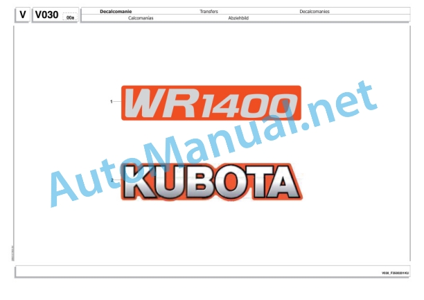 Kubota WR1400 J NA Bale Wrapper Parts Manual PDF 5 Kubota WR1400 J NA Bale Wrapper Parts Manual PDF-5