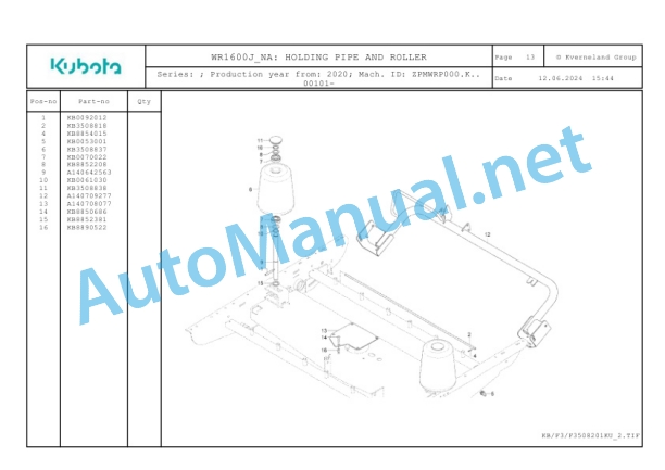 Kubota WR1600J-NA Parts Manual PDF 3 Kubota WR1600J-NA Parts Manual PDF-3