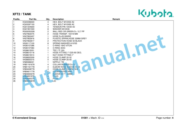 Kubota XFT2 Spraye Parts Manual PDF 2 Kubota XFT2 Spraye Parts Manual PDF-2