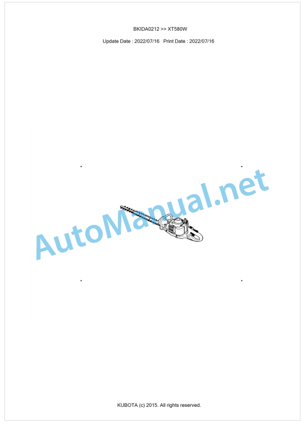 Kubota XT580W Parts Manual PDF BKIDA0212 1 Kubota XT580W Parts Manual PDF BKIDA0212
