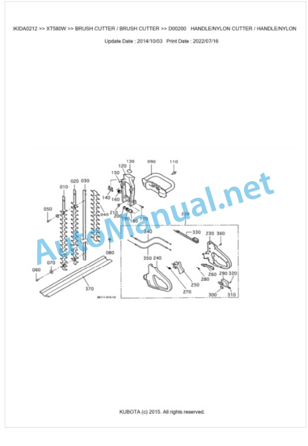 Kubota XT580W Parts Manual PDF BKIDA0212 2 Kubota XT580W Parts Manual PDF BKIDA0212-2