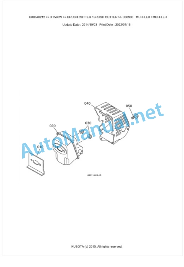 Kubota XT580W Parts Manual PDF BKIDA0212 5 Kubota XT580W Parts Manual PDF BKIDA0212-5