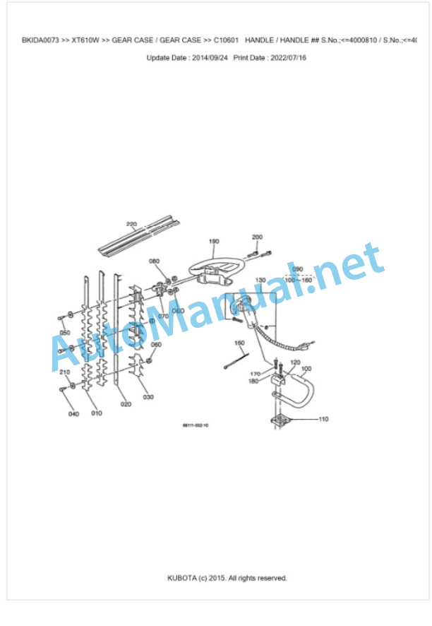 Kubota XT610W Parts Manual PDF BKIDA0073 2 Kubota XT610W Parts Manual PDF BKIDA0073-2