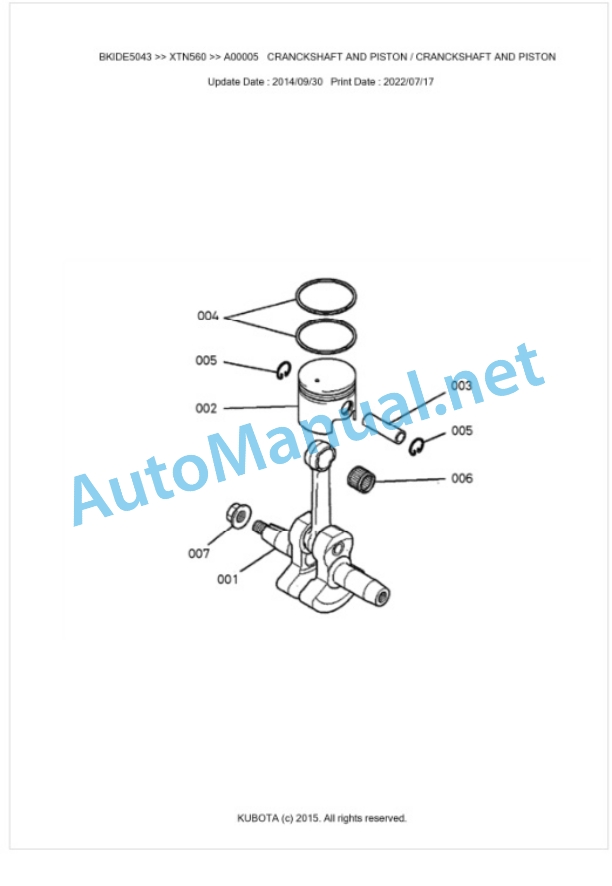 Kubota XTN560 Parts Manual PDF BKIDE5043 3 Kubota XTN560 Parts Manual PDF BKIDE5043-3
