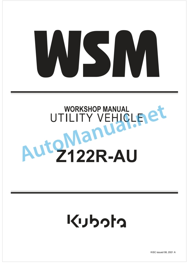 Kubota Z122R-AU Utility Vehicle Workshop Manual PDF 1 Kubota Z122R-AU Utility Vehicle Workshop Manual PDF