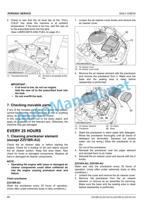 Kubota Z231BR-AU, Z231KH-AU, Z251BR-AU, Z251KH-AU Zero Turn Mower Operators Manual PDF 4 Kubota Z231BR-AU, Z231KH-AU, Z251BR-AU, Z251KH-AU Zero Turn Mower Operators Manual PDF - Image 4