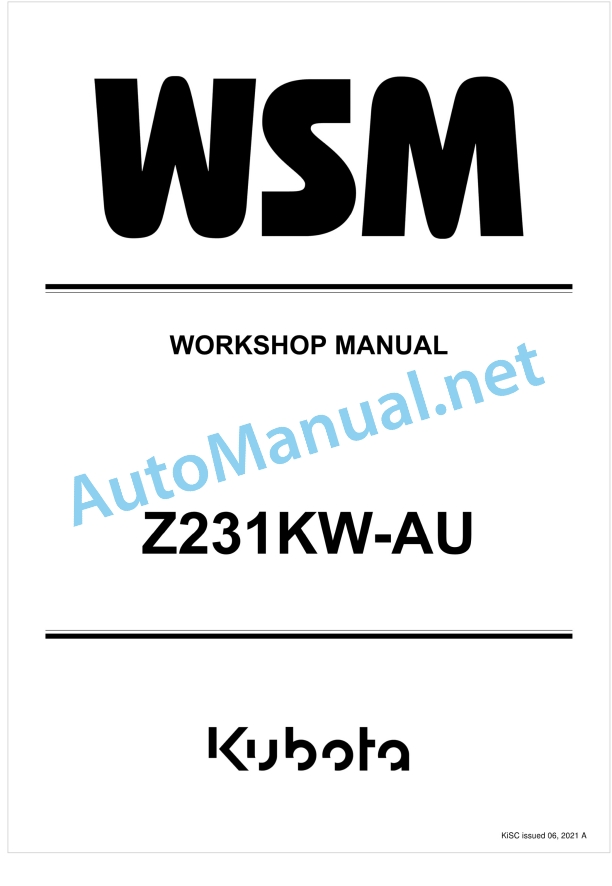 Kubota Z231KW-AU Workshop Manual PDF 1 Kubota Z231KW-AU Workshop Manual PDF