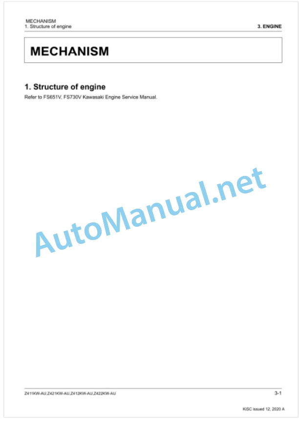 Kubota Z411KW-AU, Z421KW-AU, Z412KW-AU, Z422KW-AU Workshop Manual PDF 3 Kubota Z411KW-AU, Z421KW-AU, Z412KW-AU, Z422KW-AU Workshop Manual PDF-3
