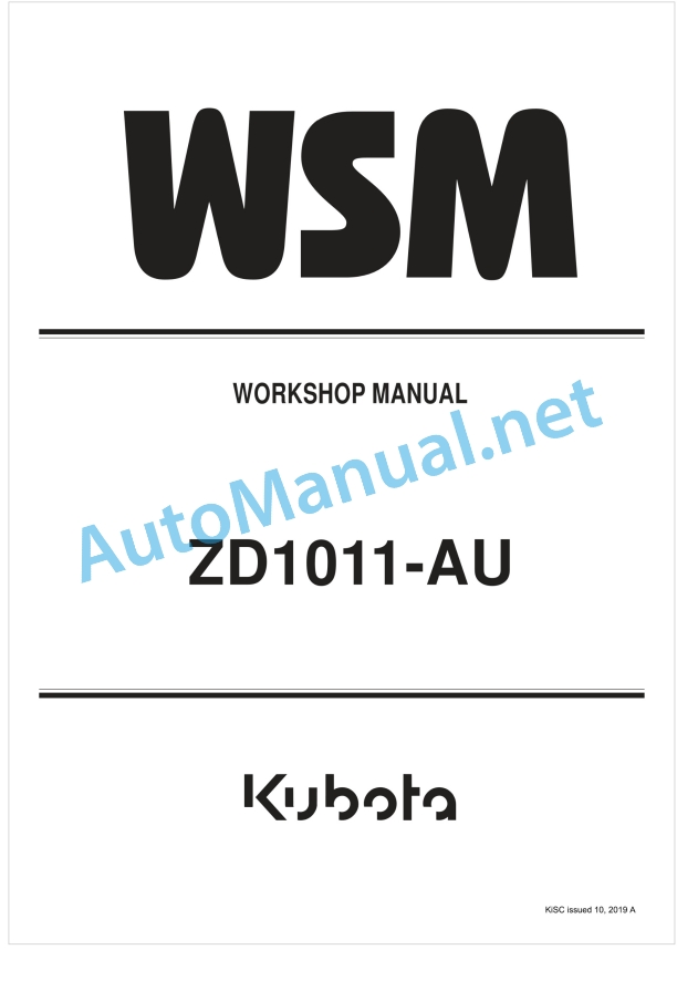 Kubota ZD1011-AU Workshop Manual PDF