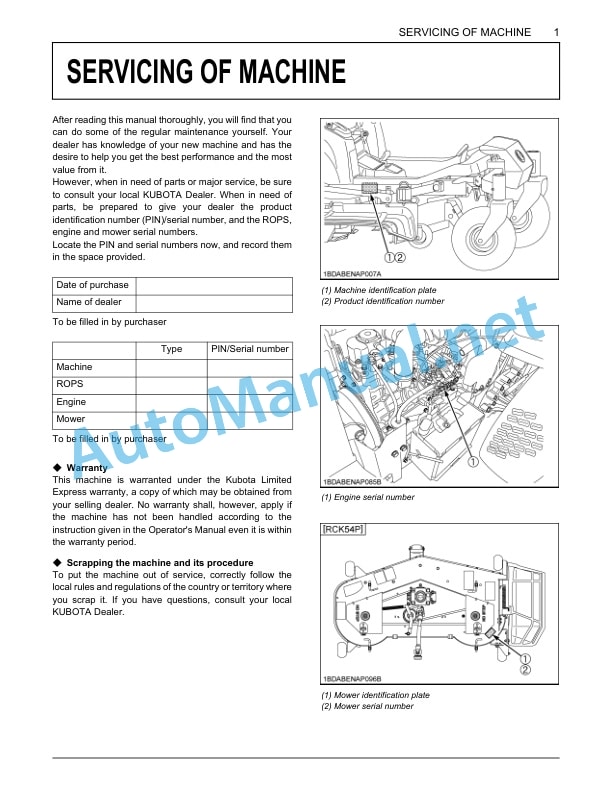 Kubota ZD1011-AU Zero Turn Mower Operators Manual PDF 2 Kubota ZD1011-AU Zero Turn Mower Operators Manual PDF-2