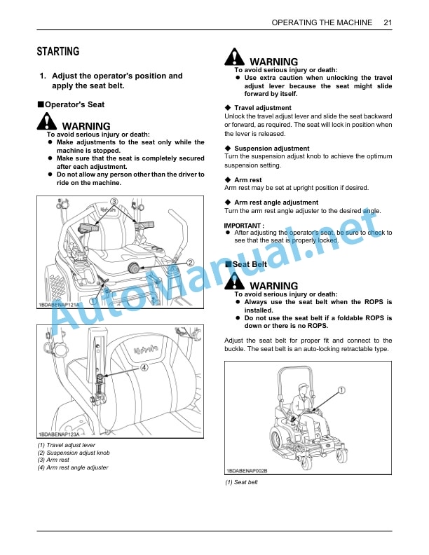 Kubota ZD1011-AU Zero Turn Mower Operators Manual PDF 3 Kubota ZD1011-AU Zero Turn Mower Operators Manual PDF-3