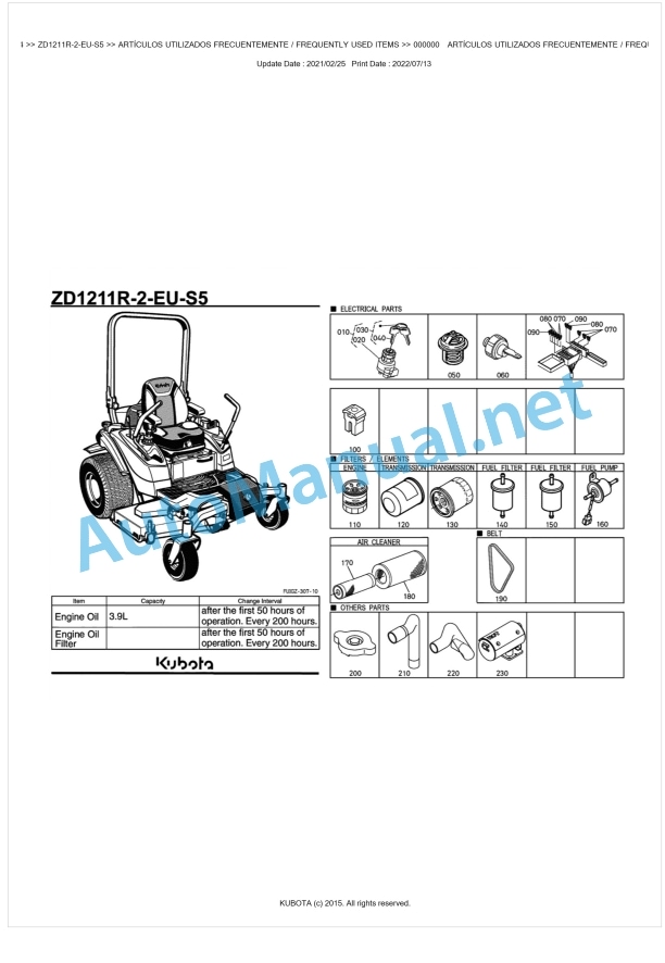 Kubota ZD1211R-2-EU-S5 Parts Manual PDF BKIDA5204 1 Kubota ZD1211R-2-EU-S5 Parts Manual PDF BKIDA5204
