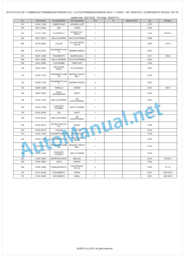 Kubota ZD1211R-2-EU-S5 Parts Manual PDF BKIDA5204 4 Kubota ZD1211R-2-EU-S5 Parts Manual PDF BKIDA5204-4