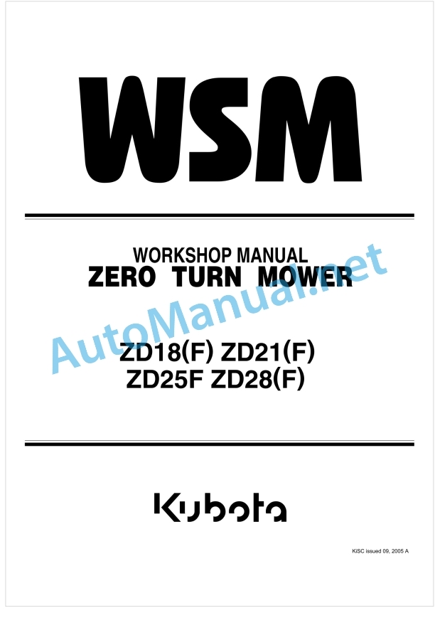 Kubota ZD18, ZD18F, ZD21, ZD21F, ZD25F, ZD28, ZD28F Zero Turn Mower Workshop Manual PDF 1 Kubota ZD18, ZD18F, ZD21, ZD21F, ZD25F, ZD28, ZD28F Zero Turn Mower Workshop Manual PDF