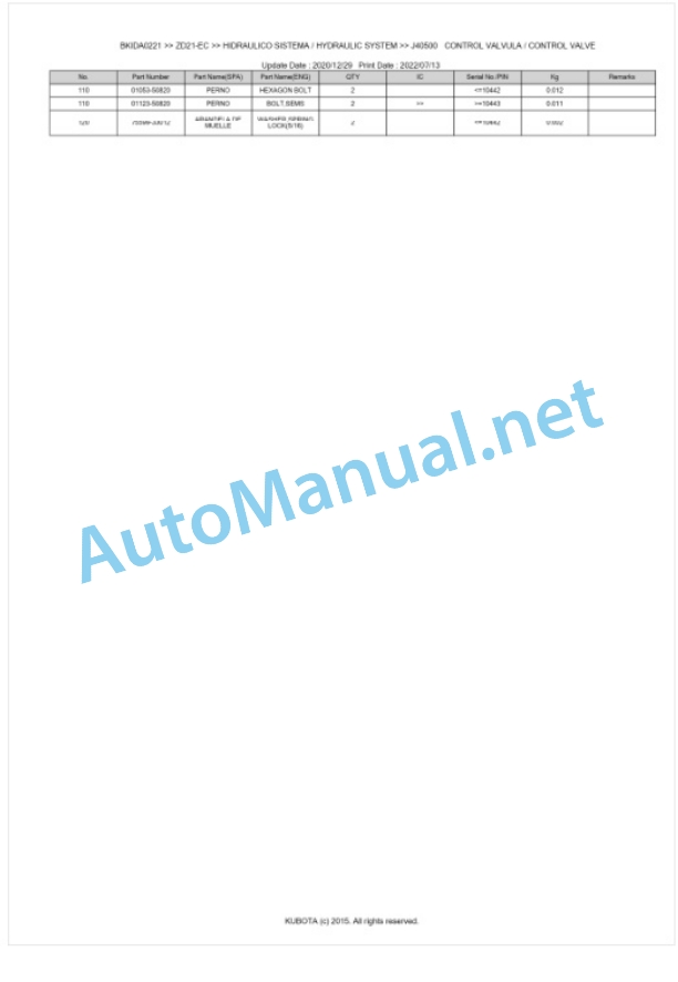 Kubota ZD21-EC Parts Manual PDF BKIDA0221 5 Kubota ZD21-EC Parts Manual PDF BKIDA0221-5