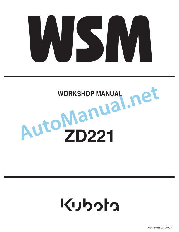 Kubota ZD221 Zero Turn Mower Workshop Manual PDF EN