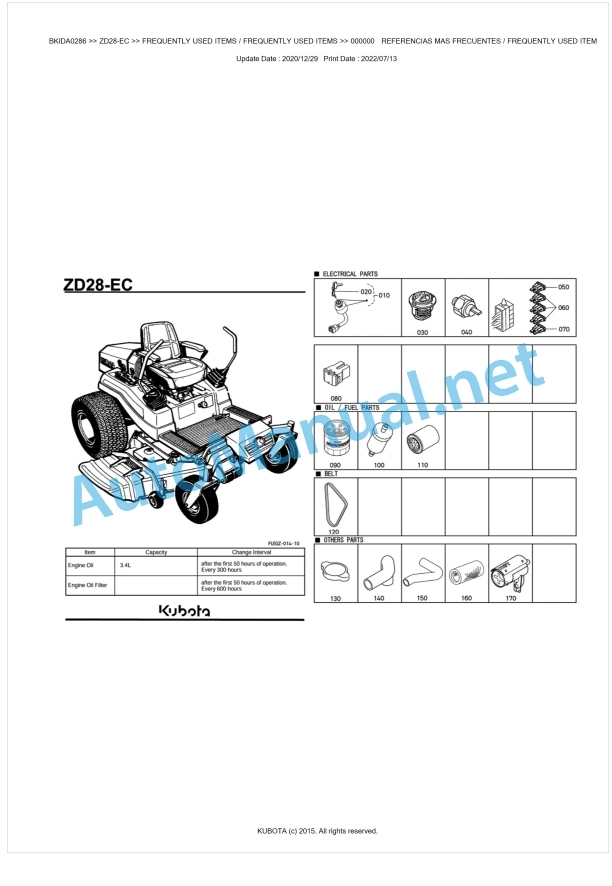 Kubota ZD28-EC Parts Manual PDF BKIDA0286 1 Kubota ZD28-EC Parts Manual PDF BKIDA0286