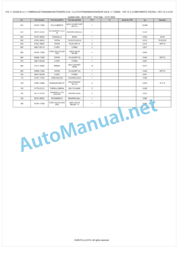 Kubota ZD326-EU-2 Parts Manual PDF BKIDA5074 4 Kubota ZD326-EU-2 Parts Manual PDF BKIDA5074-4