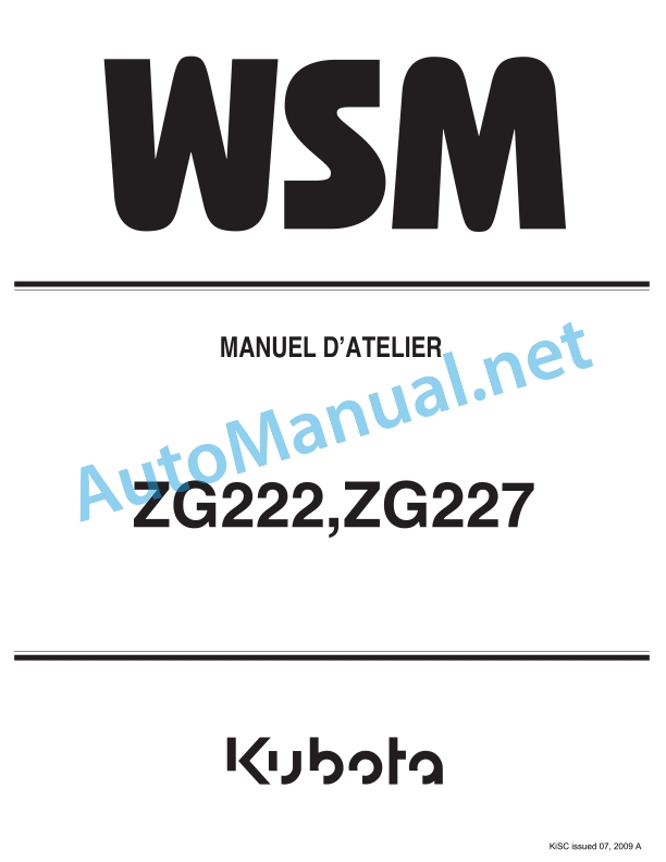 Kubota ZG222, ZG227 Supplement Workshop Manual PDF
