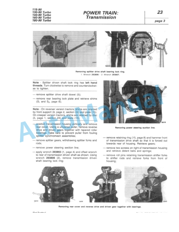 Fiatagri 115-90, 130-90 Turbo, 140-90 Turbo, 160-90 Turbo, 180-90 Turbo Tractor Workshop Manual 06910088 3 Fiatagri 115-90, 130-90 Turbo, 140-90 Turbo, 160-90 Turbo, 180-90 Turbo Tractor Workshop Manual 06910088 - Image 3