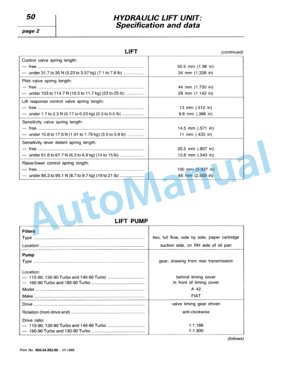 Fiatagri 115-90, 130-90 Turbo, 140-90 Turbo, 160-90 Turbo, 180-90 Turbo Tractor Workshop Manual 06910088 5 Fiatagri 115-90, 130-90 Turbo, 140-90 Turbo, 160-90 Turbo, 180-90 Turbo Tractor Workshop Manual 06910088 - Image 5