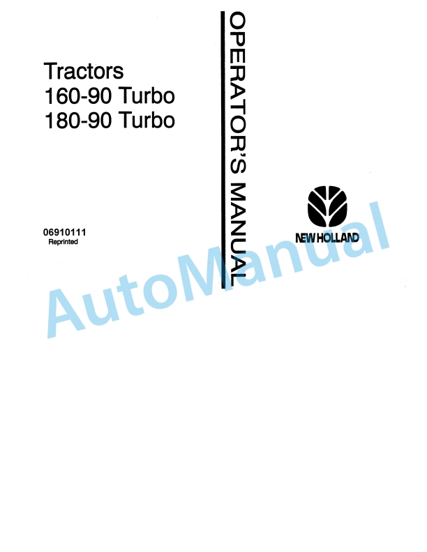Fiatagri 160-90 Turbo, 180-90 Turbo Tractor Operation and Maintenance Manual 06910111