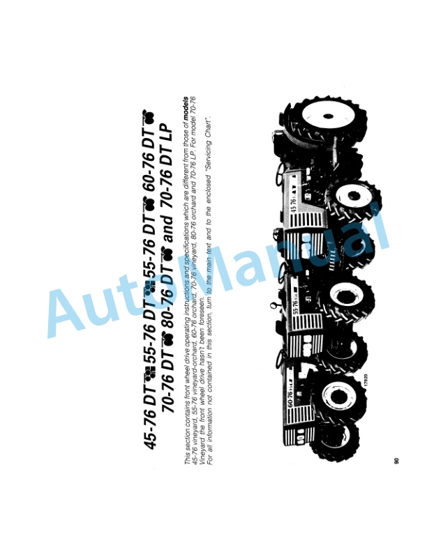 Fiatagri 45-76, 55-76, 60-76, 70-76, 70-76LP, 80-76 Tractor Operation and Maintenance Manual 06910166 5 Fiatagri 45-76, 55-76, 60-76, 70-76, 70-76LP, 80-76 Tractor Operation and Maintenance Manual 06910166-5