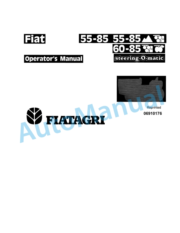 Fiatagri 55-85, 60-85 Steering O Matic Tractor Operation and Maintenance Manual 06910176