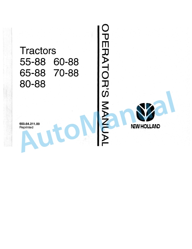 Fiatagri 55-88, 60-88, 65-88, 70-88, 80-88 Tractor Operation and Maintenance Manual 06910284