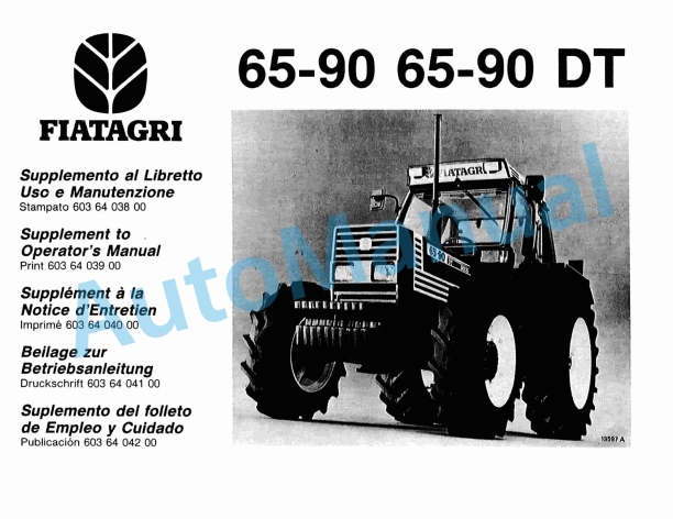 Fiatagri 65-90, 65-90DT Tractor Operation and Maintenance Manual 06910138