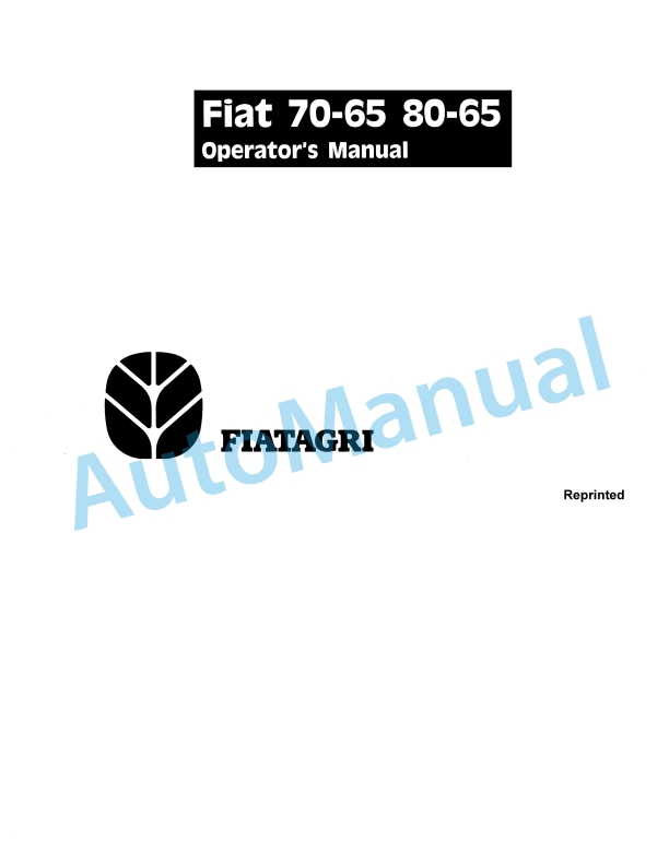 Fiatagri 70-65, 80-65 Tractor Operation and Maintenance Manual 06910124