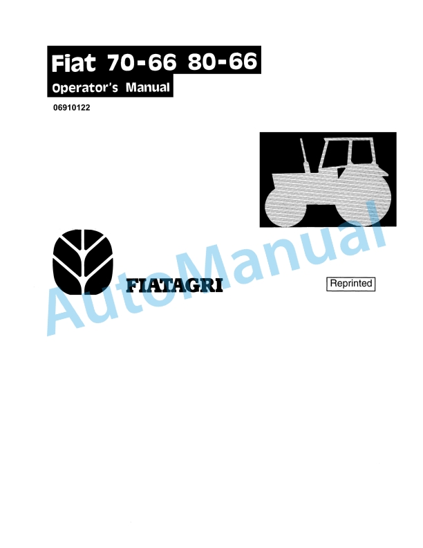 Fiatagri 70-66, 80-66 Tractor Operation and Maintenance Manual 06910122