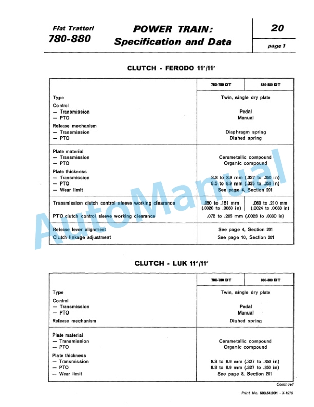 Alternative view of Fiatagri 780, 780DT, 880, 880DT Tractor Workshop Manual 06910052
