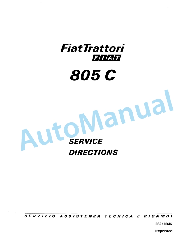 Fiatagri 805C Tractor Service Direction 06910046