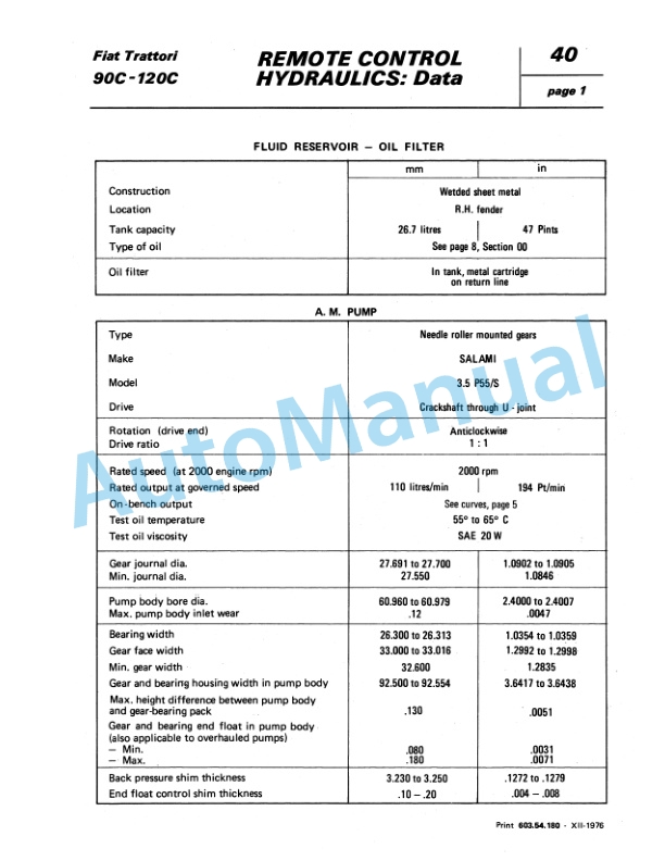 Fiatagri 90C, 120C Tractor Workshop Manual 06910276-5