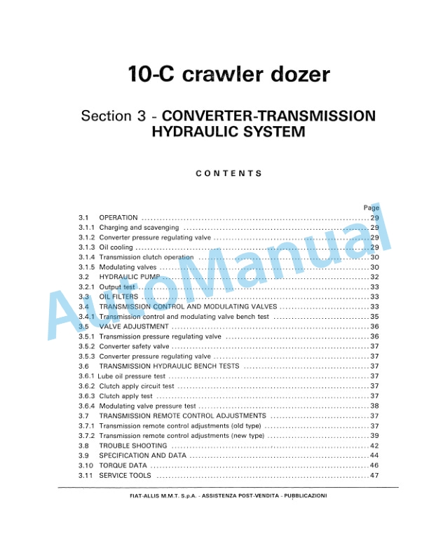 Fiatallis 10C Transmission Service Manual 60406238 4 Fiatallis 10C Transmission Service Manual 60406238-4