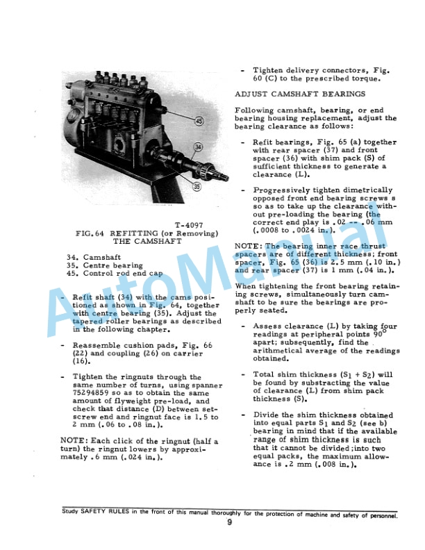 Fiatallis 14B, 14C, 14CTA, 14CLGP, FL14B, FL14C Fuel Injection Pump Service Manual 73132417 4 Fiatallis 14B, 14C, 14CTA, 14CLGP, FL14B, FL14C Fuel Injection Pump Service Manual 73132417 - Image 4