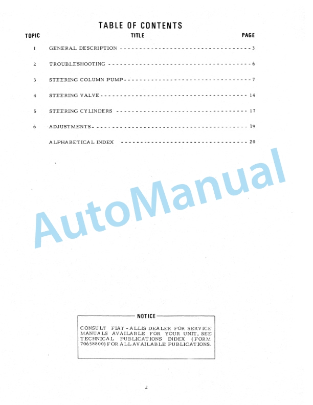 Fiatallis 260A, 260EA, 260B, 261B, 262B, 263B, 460C Tractor Scraper Service Manual 70689739 3 Fiatallis 260A, 260EA, 260B, 261B, 262B, 263B, 460C Tractor Scraper Service Manual 70689739-3