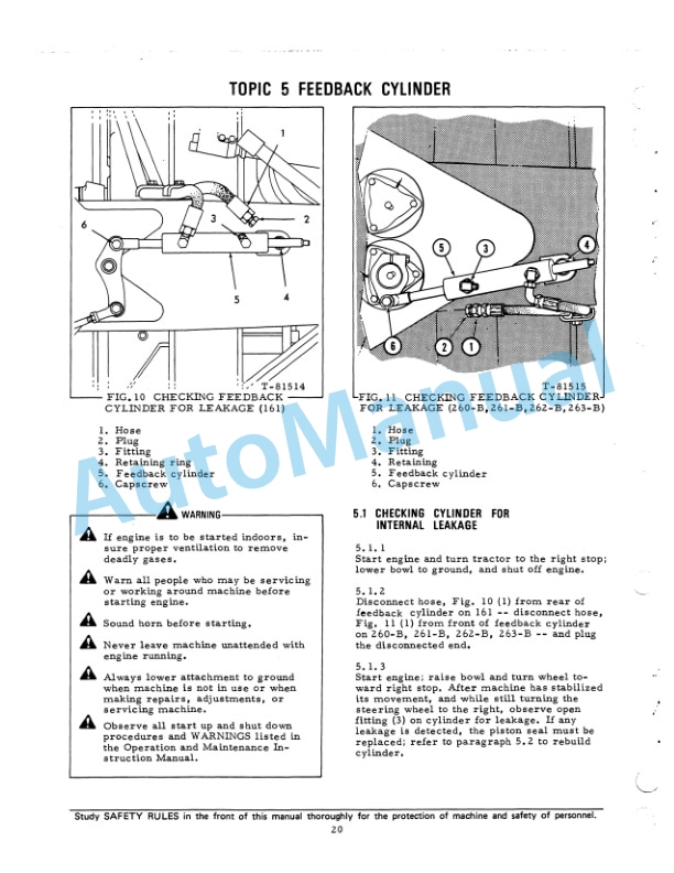 Fiatallis 260B, 261B, 262B, 263B, 161 Tractor Scraper Service Manual 73117273 5 Fiatallis 260B, 261B, 262B, 263B, 161 Tractor Scraper Service Manual 73117273-5
