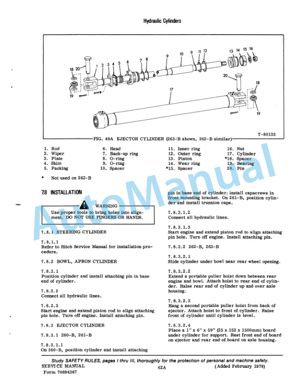 Fiatallis 260B, 261B, 262B, 263B Tractor Scraper Service Manual 70694367 5 Fiatallis 260B, 261B, 262B, 263B Tractor Scraper Service Manual 70694367 - Image 5