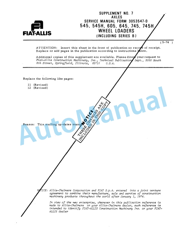 Fiatallis 645 Wheel Loader Service Manual 73058627 3 Fiatallis 645 Wheel Loader Service Manual 73058627 - Image 3